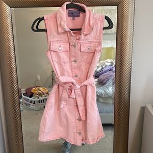 Pink denim dress! With Belt tie!
